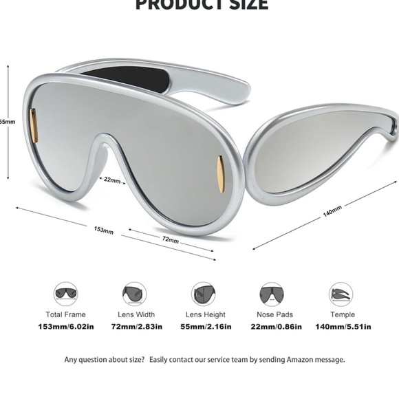 Gray Acetate oversized aviator sunglasses Loewe feat sleek design Silver Chrome - Picture 3 of 3
